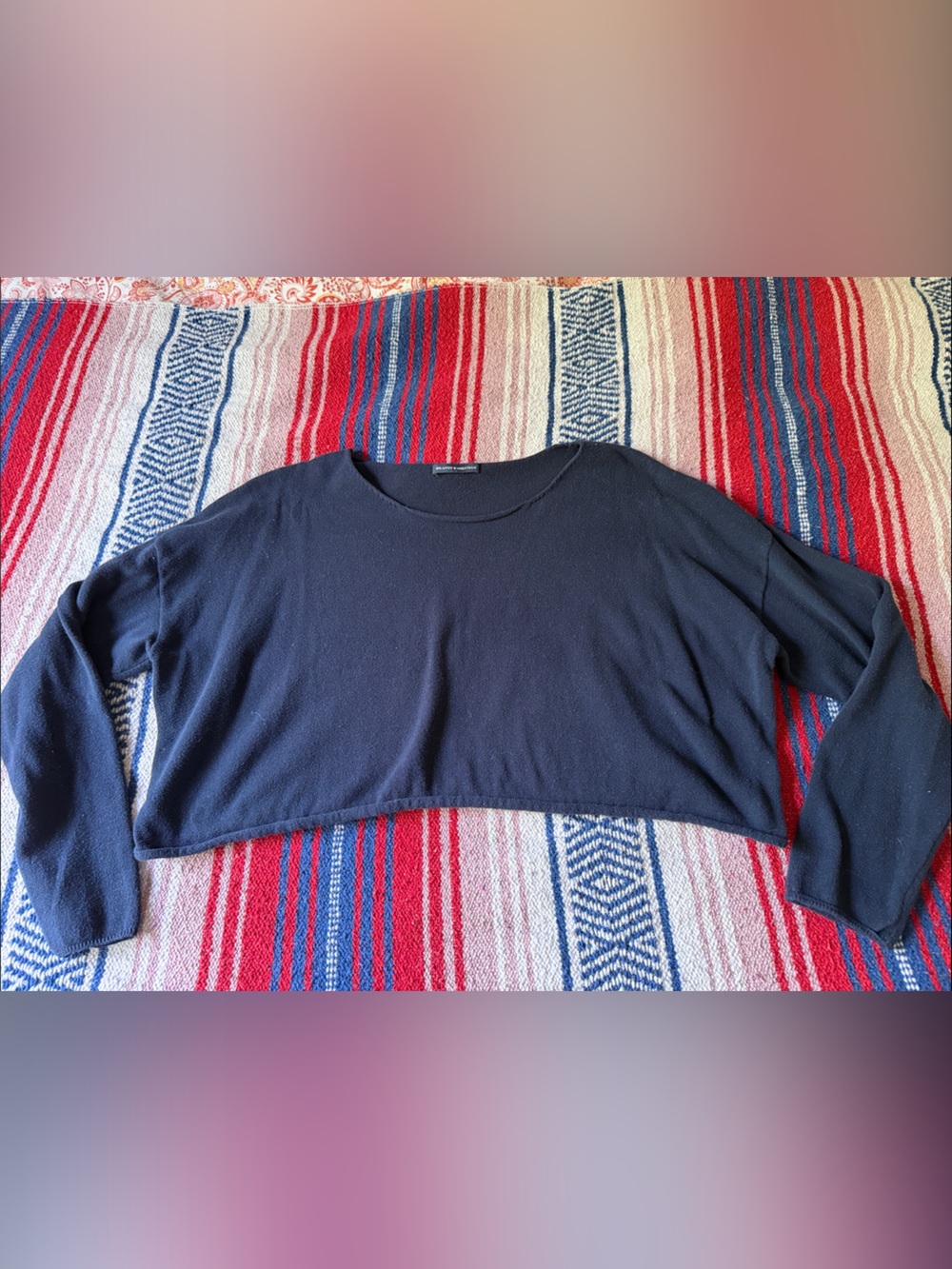 Brandy Melville Navy Blue Cropped Baggy Sweater